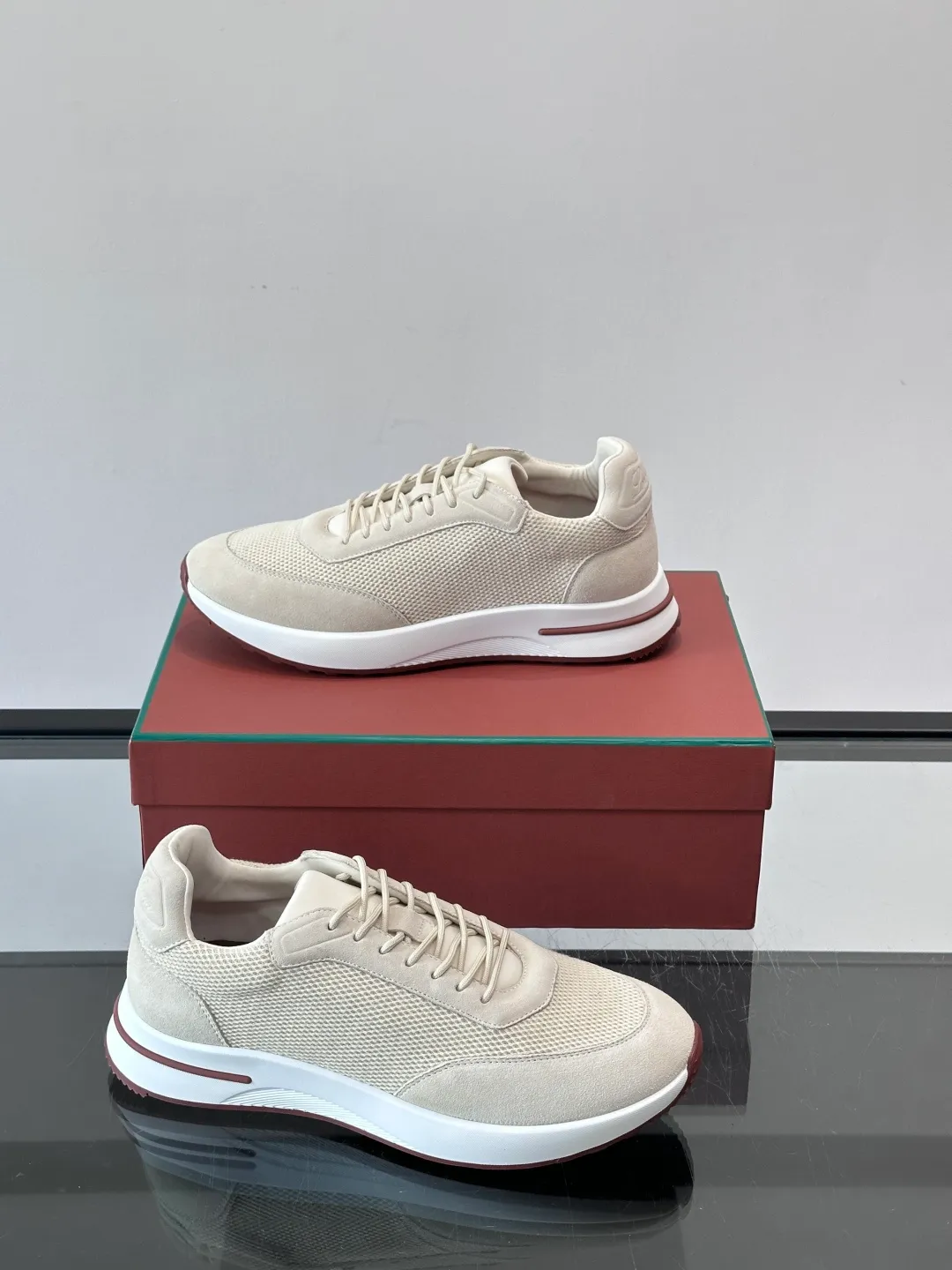 Men's men's shoes 💰p580 "Loro men's shoes 💰pian＊" Week End Walk series sports shoes, using exclusive raw materials, mesh upper + suede stitching, breathable and comfortable, rubber soles with strong grip, suitable for commuting and casual outings. Low-key high-end gray tone, versatile suit or casual wear, size: 39-44 (customized at 38.45.46)